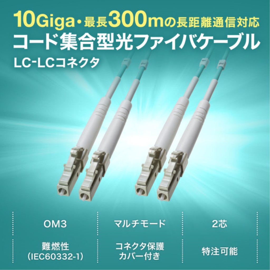 【新品/取寄品/代引不可】コード集合型光ファイバケーブル(マルチ50μmOM3、LCx2-LCx2、300m) HKB-CSOM3LCLC-300
