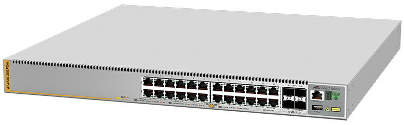 【新品/取寄品/代引不可】AT-x530-28GPXm-N5アカデミック[10/100/1000BASE-T(PoE-OUT)x20、100/1000/2.5G/5GBASE-T(PoE-OUT)x4、SFP/SFP+スロットx4(デリバリースタンダー