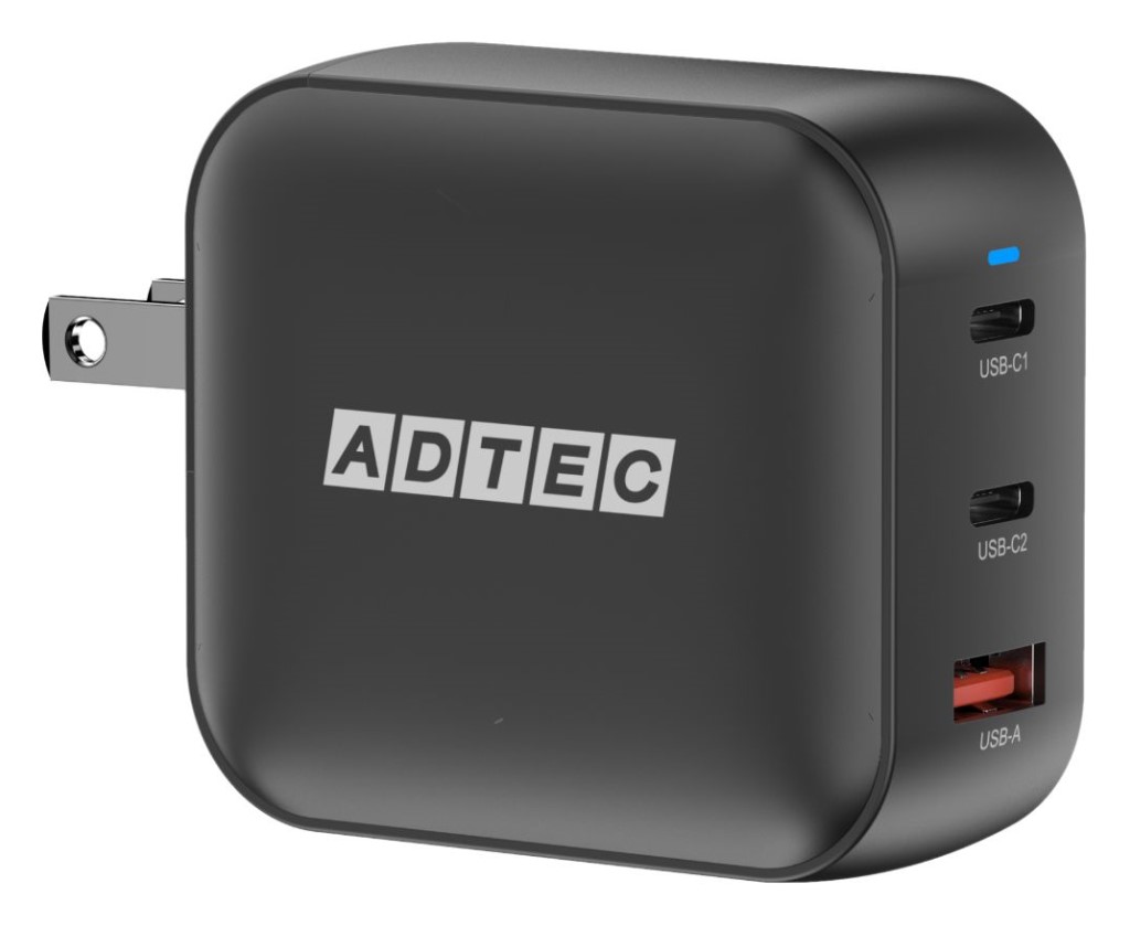 【新品/取寄品/代引不可】Power Delivery対応 GaN AC充電器/100W/USB Type-A 1ポート Type-C 2ポート/ブラック APD-V100AC2-BK