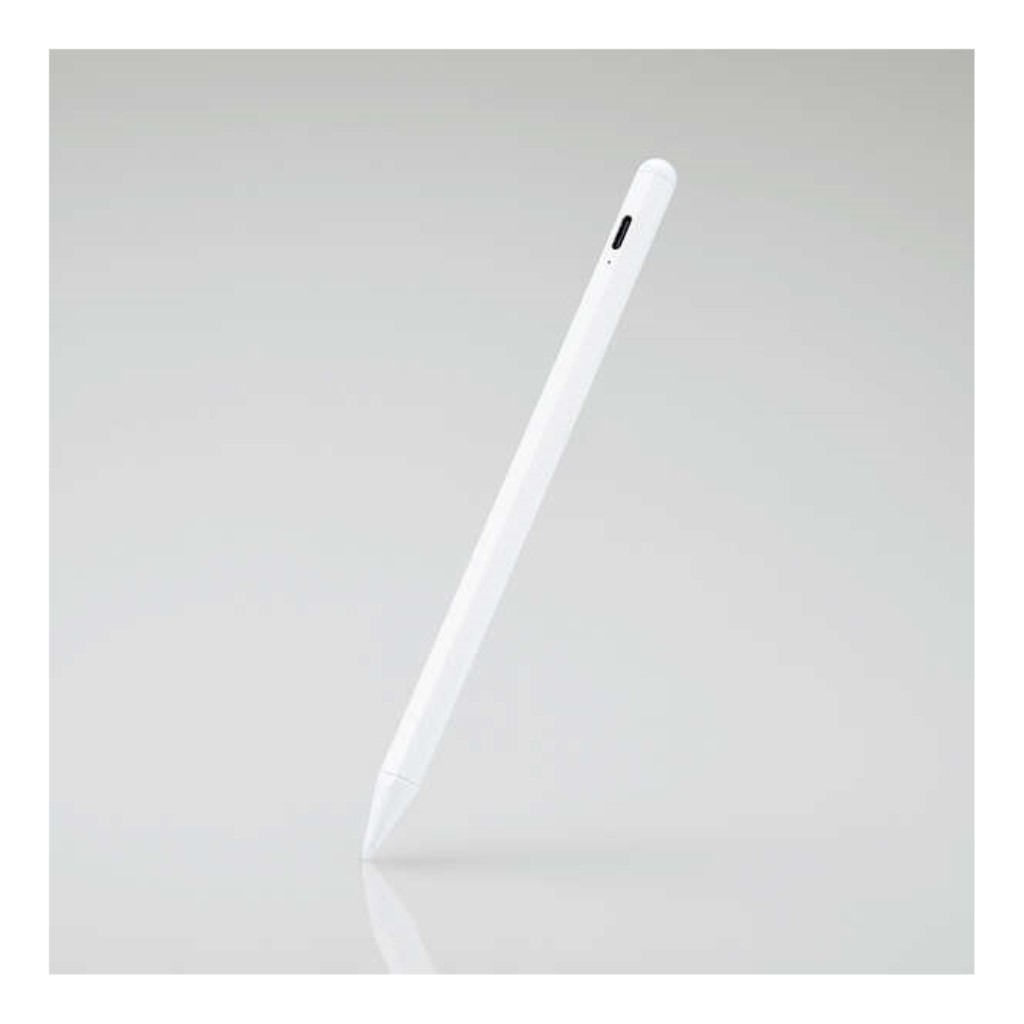 【新品/取寄品/代引不可】タッチペン/スタイラス/充電式/iPad専用/パームリジェクション対応/磁気吸着/USB-C充電/ペン先交換可能/ホワイト P-TPACSTAP05WH