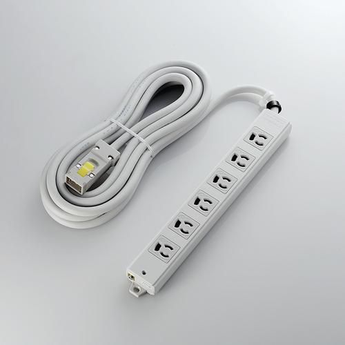 【新品/取寄品/代引不可】EU RoHS指令準拠ハーネス仕様工事用タップ3P6口 5m(ライトグレー) T-WHRM3650LG/RS