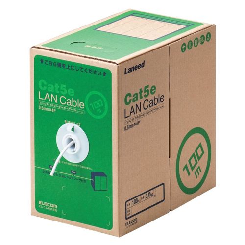 【新品/取寄品/代引不可】RoHS対応LANケーブル/CAT5E/100m/ホワイト/簡易パッケージ LD-CT2/WH100/RS