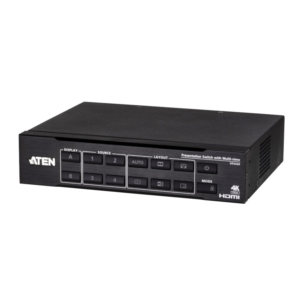 【新品/取寄品/代引不可】4入力2出力HDMIプレゼンスイッチャー(4K60p、マルチビュー対応) VP2420/ATEN