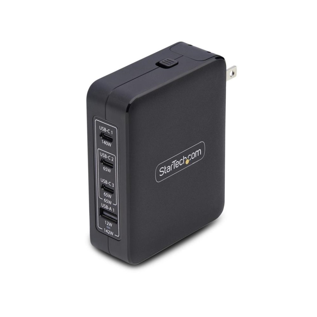 【新品/取寄品/代引不可】USB充電器/4ポート(3 USB-C +1 USB-A)/最大140W/PD 3.1対応/GaN採用/海外対応プラグ付属/急速充電 Type-C AC電源アダプター/MacBook、Dell XPS、Inspiron対応 3