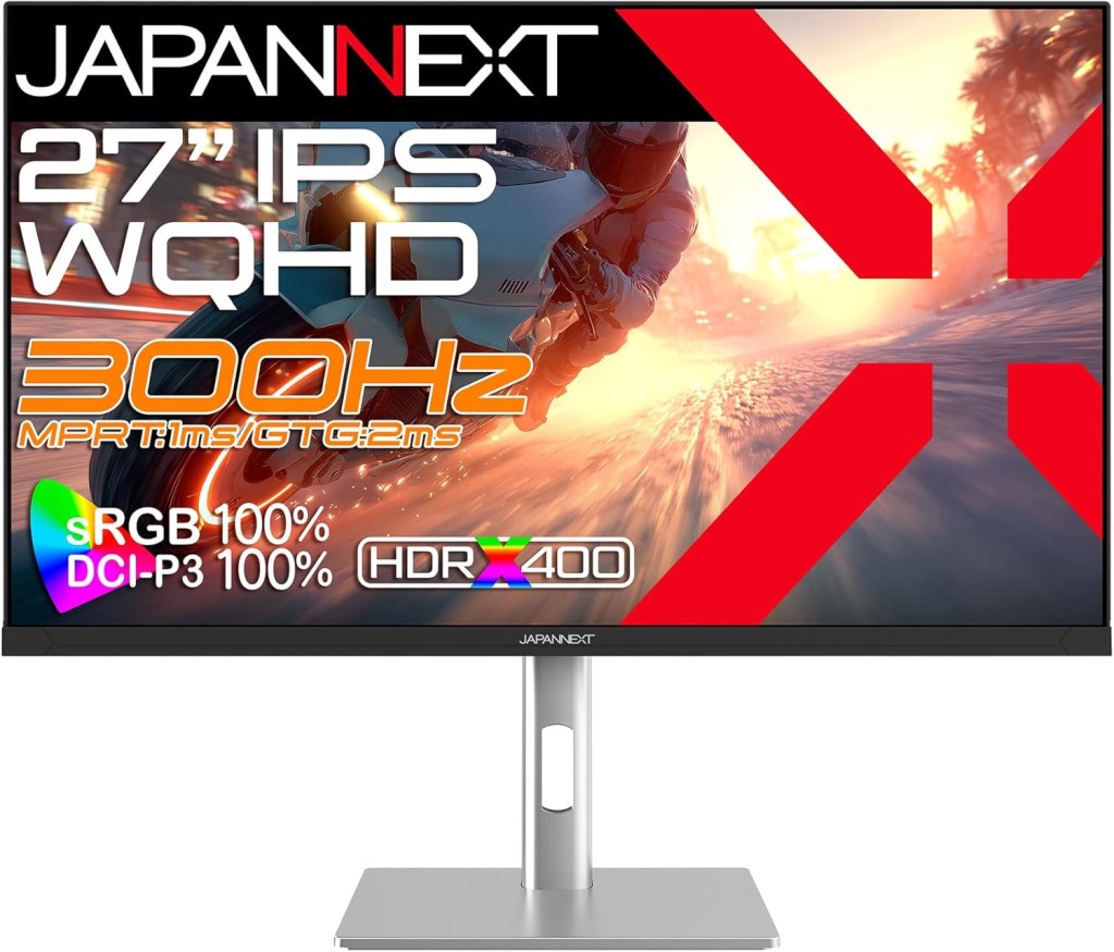【新品/取寄品】27インチ ワイドゲーミングモニター(2560x1440/IPS/300Hz/DPx2/HDMIx2/高さ調整/スイベル/ピボット/非光沢/2年保証) JN-IPS27G300Q-HSP