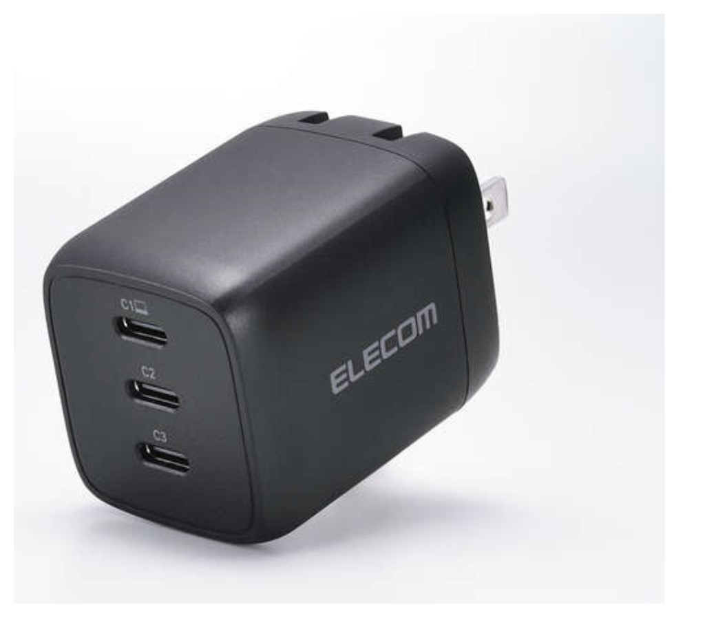 【新品/取寄品/代引不可】ノートPC用ACアダプター/USB充電器/USB PD/67W/自動分配/USB-Cx3/スイングプラグ/ブラック ACDC-PD11167BK
