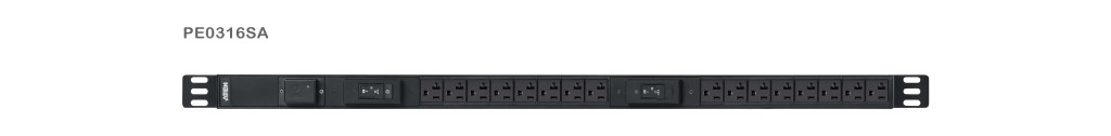 【新品/取寄品/代引不可】ラック用電源タップ(0U/100V/30A/NEMAタイプ 16ポート/サージ保護回路付き) PE0316SA/ATEN