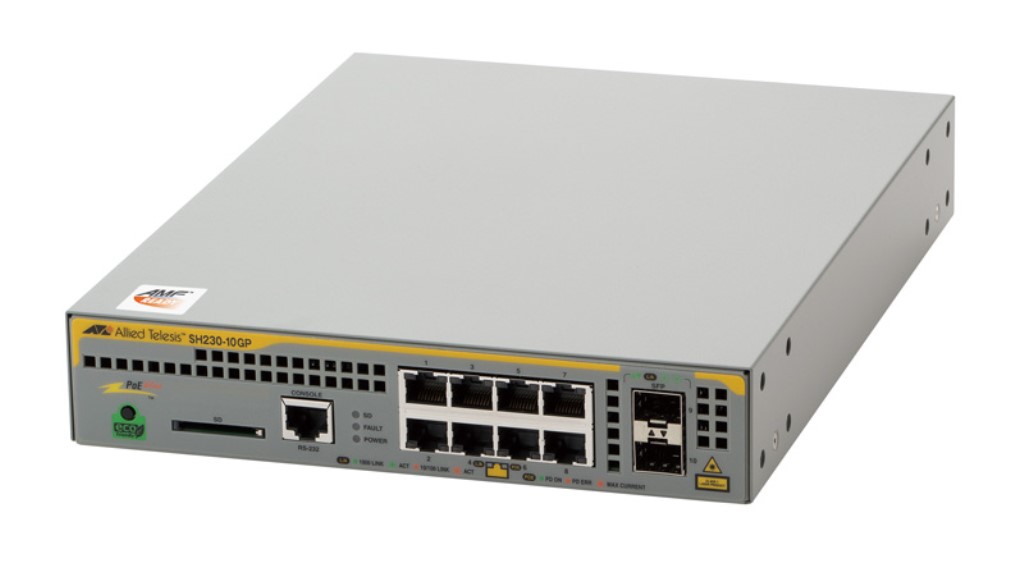 【新品/取寄品/代引不可】AT-SH230-10GP-Z5[10/100/1000BASE-Tx8(PoE-OUT)、SFPスロットx2(デリバリースタンダード保守5年付)] 3524RZ5