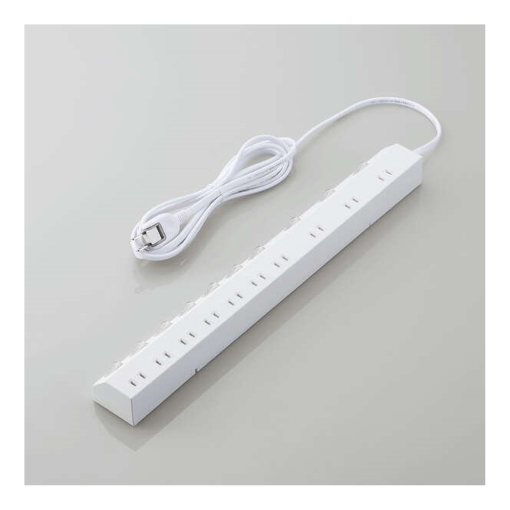 【新品/取寄品/代引不可】雷ガードタップ/個別スイッチ/ホコリ防止シャッター付き/回転脚付き/固定&吊下可能/10個口/2.5m/ホワイト T-K7A-21025WH