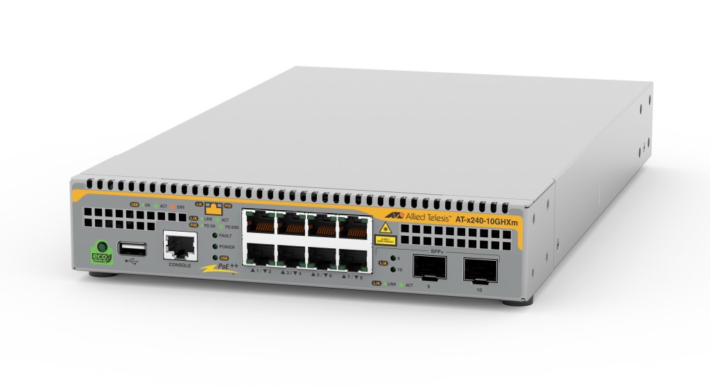 【新品/取寄品/代引不可】AT-x240-10GHXm-Z5[100/1/2.5/5GBASE-Tx8(PoE-OUT)、SFP+スロットx2(デリバリースタンダード保守5年付)] 4913RZ5