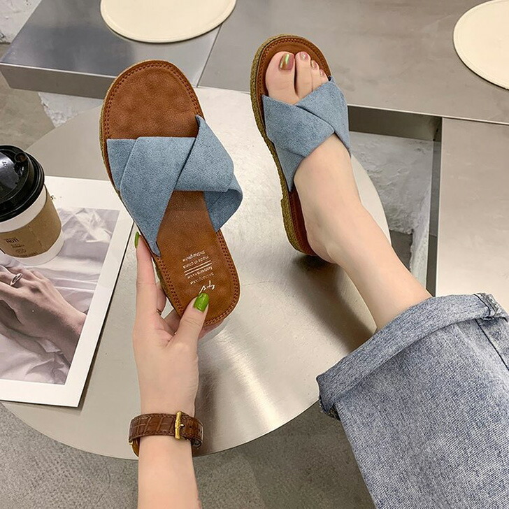 サンダル フラットサンダル レディース ローヒール ぺたんこ リラックス 通販