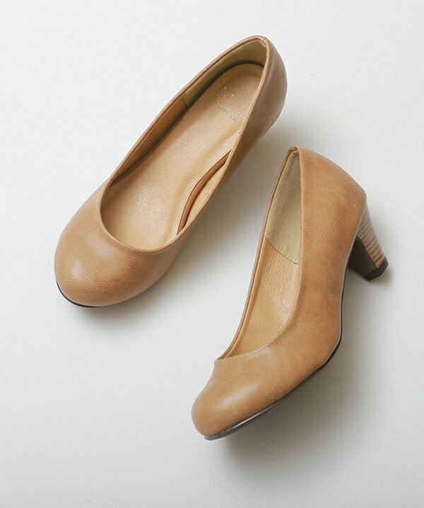 mid heel round toe pumps