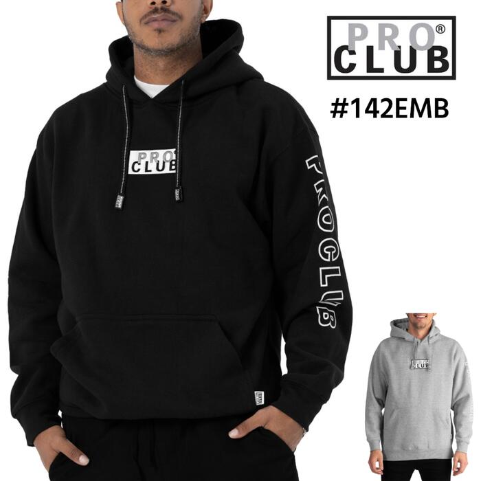 パーカー スウェット ロゴ プロクラブ PRO CLUB メンズ レディース 13オンス プルオーバー スウェット 無地 大きめ ブラック ヘザーグレー 黒 M L XL 2XL 142EMB｜作業服・無地Ｔシャツのユニワーク
