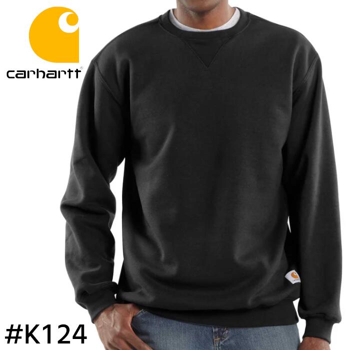 流汗 調教師 CARHARTT 鉄道車両ハート形 ティーシャツ 労働者の一団のど頚 無地 10.5薬局衡オンス メンズ レディース ユニ一発やる USAひな型 黒 黒いこと K124