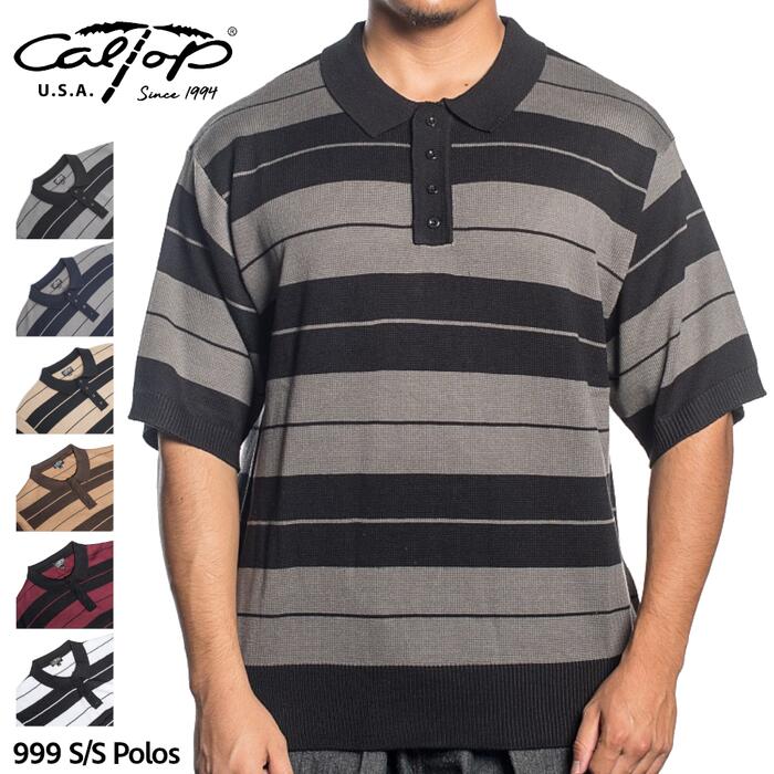 半袖ポロシャツ CALTOP キャルトップ メンズ レディース ユニセックス トップス ストリート ブラック 黒 チャコール グレー ネイビー 紺 カーキ ブラウン 茶 バーガンディ レッド 赤 ホワイト 白 S M L XL 2XL 3XL 999