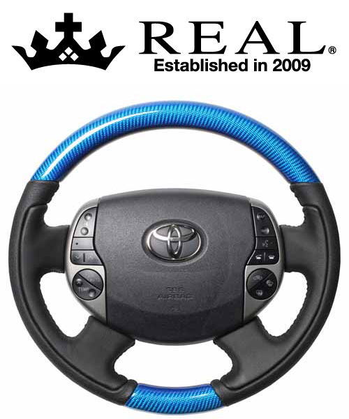 REAL STEERING オリジナルシリーズ トヨタ プリウス NHW20用 カラー:ブルーカーボン (20-1-BLC)【ハンドル】【自動車パーツ】レアル ステアリング|矢東アウトレットショップ