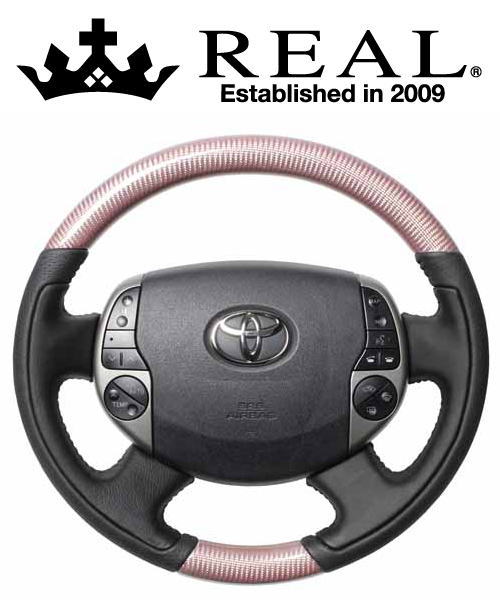 【エントリーでポイント10倍】REAL STEERING オリジナルシリーズ トヨタ プリウス NHW20用 カラー：ピンクカーボン (20-1-PC)【ハンドル】【自動車パーツ】 レアル ステアリング