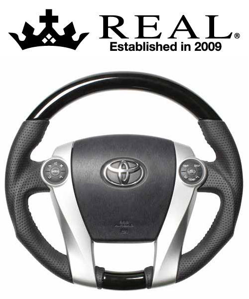 【エントリーでポイント10倍】REAL STEERING オリジナルシリーズ トヨタ アクア NHP10用 カラー：ブラックウッド (30-2-BKW)【ハンドル】【自動車パーツ】 レアル ステアリング