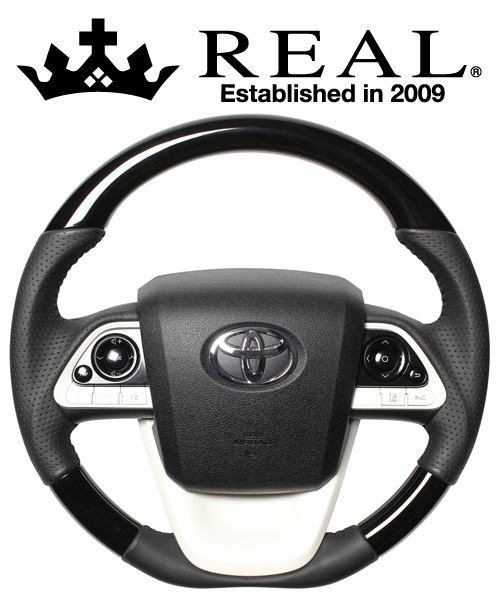 【エントリーでポイント10倍】REAL STEERING オリジナルシリーズ トヨタ プリウスPHV ZVW52用 カラー：ブラックウッド (50-BKW-BK)【ハンドル】【自動車パーツ】 レアル ステアリング