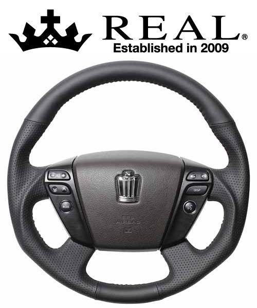 【エントリーでポイント10倍】REAL STEERING オリジナルシリーズ トヨタ アルファード ハイブリッド ATH20W用 カラー：オールレザー(ブラックステッチ) (H20-LPB-BK)【ハンドル】【自動車パーツ】 レアル ステアリング