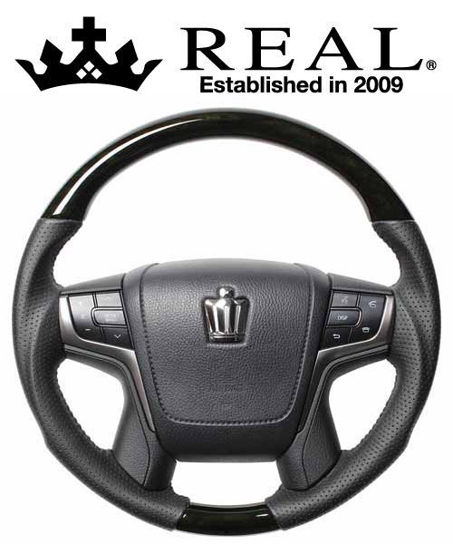 【エントリーでポイント10倍】REAL STEERING オリジナルシリーズ トヨタ クラウンアスリート 210系用 カラー：ブラックウッド (H30-BKW-BK)【ハンドル】【自動車パーツ】 レアル ステアリング