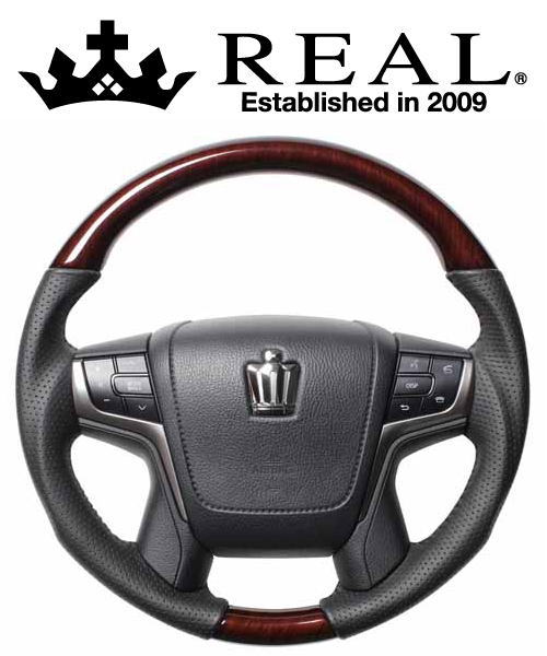 【エントリーでポイント10倍】REAL STEERING オリジナルシリーズ トヨタ クラウンロイヤル 210系用 カラー：30ブラウンウッド (H30-BRW-BK)【ハンドル】【自動車パーツ】 レアル ステアリング