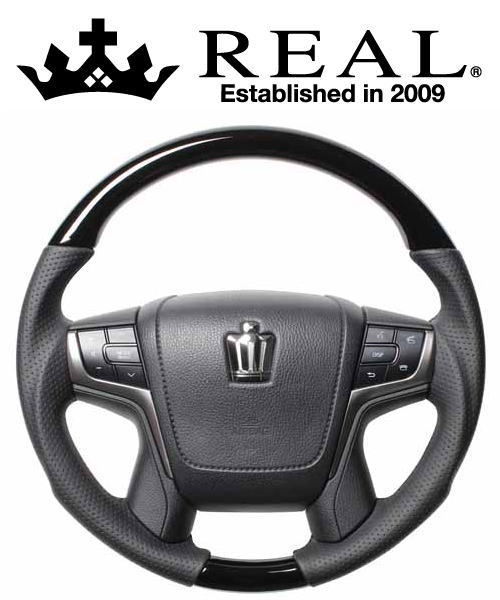 【エントリーでポイント10倍】REAL STEERING プレミアムシリーズ ラウンドシェイプ トヨタ ランドクルーザー 後期 200系用 カラー：ピアノブラック (H30P-PBW-BK)【ハンドル】【自動車パーツ】 レアル ステアリング