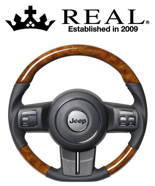 【エントリーでポイント10倍】REAL STEERING オリジナルシリーズ ジープ ラングラー JK36S用 カラー：42ブラウンウッド (JPA-42BRW-BK)【ハンドル】【自動車パーツ】 レアル ステアリング