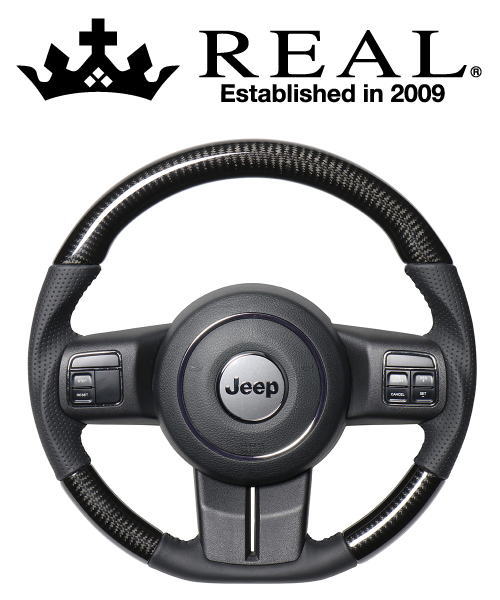 【エントリーでポイント10倍】REAL STEERING オリジナルシリーズ ジープ ラングラー 後期 JK38S用 カラー：ブラックカーボン (JPA-BKC-BK)【ハンドル】【自動車パーツ】 レアル ステアリング