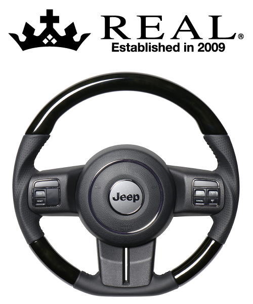 【エントリーでポイント10倍】REAL STEERING オリジナルシリーズ ジープ ラングラー 後期 JK38S用 カラー：ブラックウッド (JPA-BKW-BK)【ハンドル】【自動車パーツ】 レアル ステアリング 32,023円