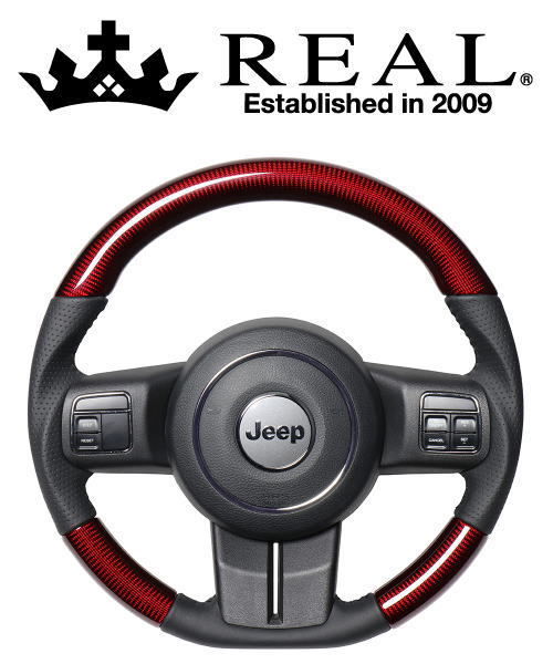 【エントリーでポイント10倍】REAL STEERING オリジナルシリーズ ジープ ラングラー 後期 JK38S用 カラー：レッドカーボン (JPA-RDC-BK)【ハンドル】【自動車パーツ】 レアル ステアリング 40,714円