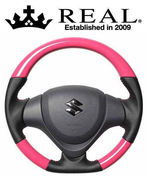 【エントリーでポイント10倍】REAL STEERING オリジナルシリーズ スズキ スペーシアカスタム MK32S/MK42S用 カラー：キャンディピンク (MR31-PCW-PC)【ハンドル】【自動車パーツ】 レアル ステアリング