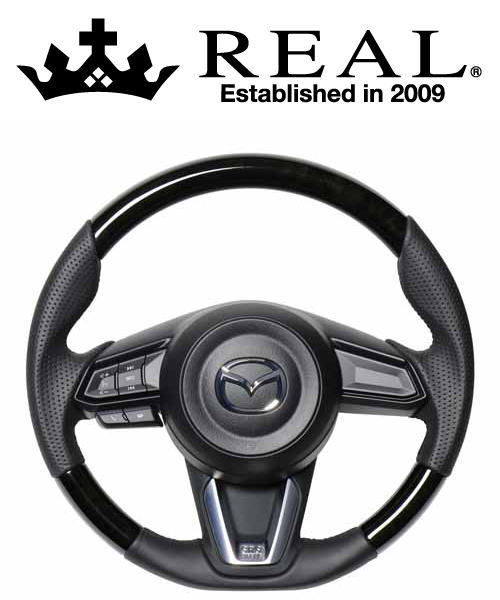 【エントリーでポイント10倍】REAL STEERING オリジナルシリーズ マツダ CX-3 後期 DK系用 カラー：ブラックウッド (MZD-BKW-BK)【ハンドル】【自動車パーツ】 レアル ステアリング