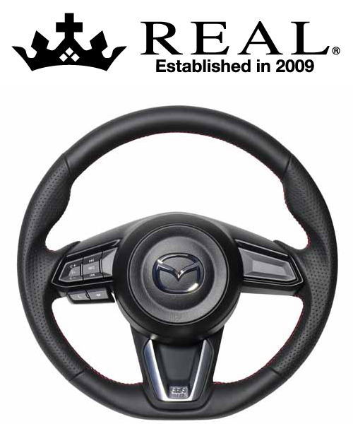 【エントリーでポイント10倍】REAL STEERING オリジナルシリーズ マツダ CX-3 後期 DK系用 カラー：オールレザー (MZD-LPB-RD)【ハンドル】【自動車パーツ】 レアル ステアリング