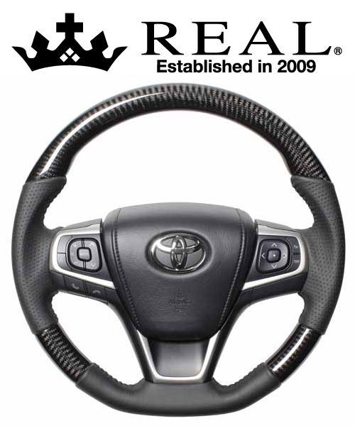 【エントリーでポイント10倍】REAL STEERING オリジナルシリーズ トヨタ プレミオ 3型 260系用 カラー：ブラックカーボン (R80-BKC-BK)【ハンドル】【自動車パーツ】 レアル ステアリング