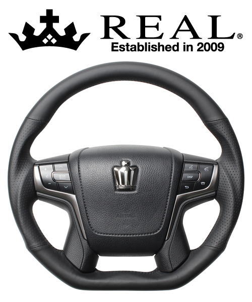 【エントリーでポイント10倍】REAL STEERING プレミアムシリーズ Dシェイプ トヨタ アルファード 30系用 カラー:ナッパオールレザー (S210-LPB-BK)【ハンドル】【自動車パーツ】 レアル ステアリング
