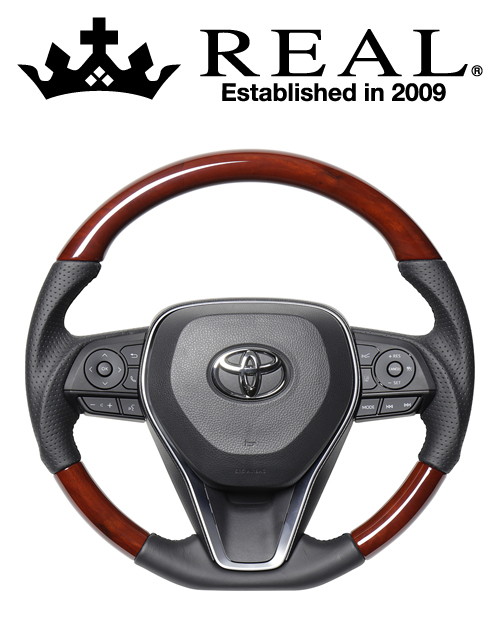 REAL STEERING プレミアムシリーズ トヨタ RAV4 PHV 50系用 カラー：ブラウンウッド (TYFP-BRW)【ハンドル】【自動車パーツ】レアル ステアリング｜矢東アウトレットショップ 40,662円