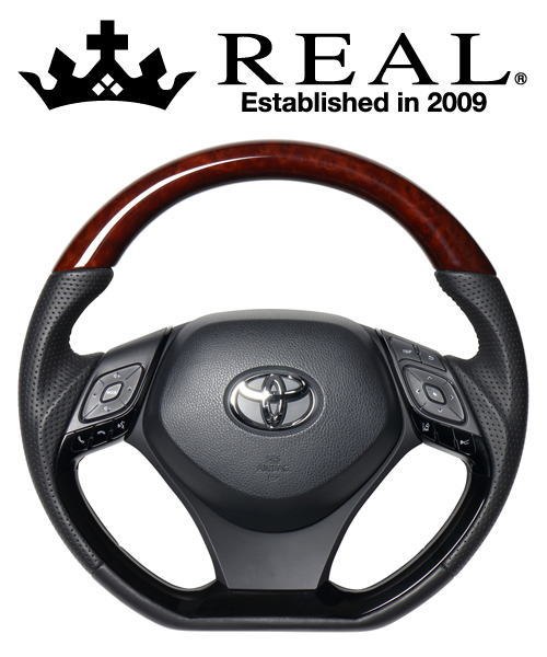 REAL STEERING オリジナルシリーズ コンビタイプ トヨタ C-HR ZYX10/NGX50用 カラー：ブラウンウッド＆ピアノブラックパネル (X10-BRW-PBP)【ハンドル】【自動車パーツ】レアル ステアリング｜矢東アウトレットショップ 37,843円