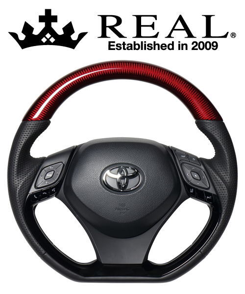 REAL STEERING オリジナルシリーズ コンビタイプ トヨタ C-HR ZYX10/NGX50用 カラー：レッドカーボン＆ピアノブラックパネル (X10-RDC-PBP)【ハンドル】【自動車パーツ】レアル ステアリング｜矢東アウトレットショップ