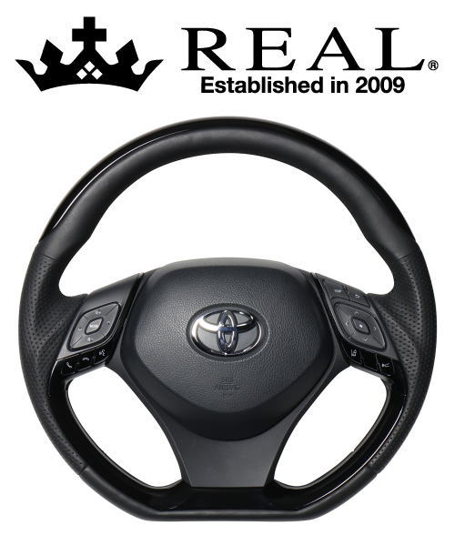 REAL STEERING オリジナルシリーズ プレートタイプ トヨタ C-HR ZYX10/NGX50用 カラー：ピアノブラックプレート＆ピアノブラックパネル (X10N-PBP-PBP)【ハンドル】【自動車パーツ】レアル ステアリング｜矢東アウトレットショップ