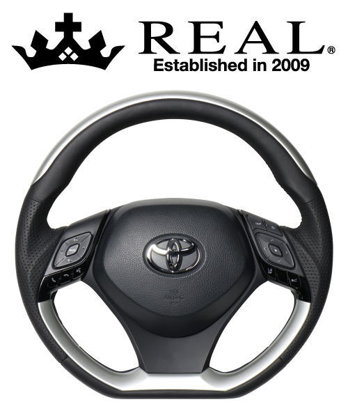 REAL STEERING オリジナルシリーズ プレートタイプ トヨタ C-HR ZYX10/NGX50用 カラー：シルバーカラープレート＆シルバーカラーパネル (X10N-SLP-SLP)【ハンドル】【自動車パーツ】レアル ステアリング｜矢東アウトレットショップ