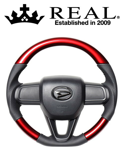 REAL STEERING オリジナルシリーズ ダイハツ ハイゼットトラック ジャンボ 後期 S500P/S510P用 カラー：パールレッド(DIB-RDW-BK)【ハンドル】【自動車パーツ】レアル ステアリング｜矢東アウトレットショップ