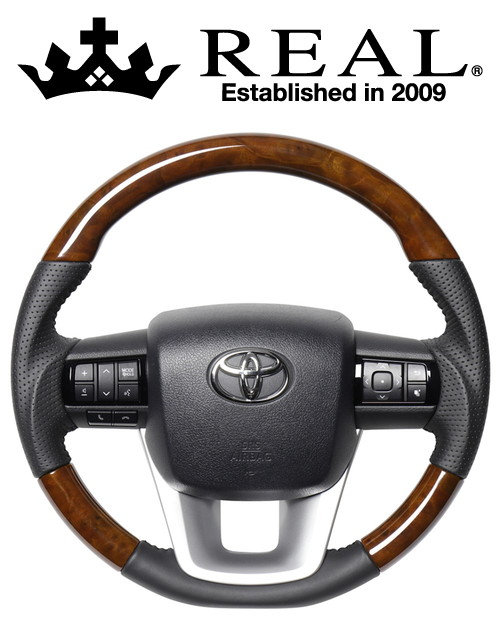 【エントリーでポイント10倍】REAL STEERING オリジナルシリーズ トヨタ ハイラックス GUN125用 カラー：42ブラウンウッド (N125-42BRW-BK)【ハンドル】【自動車パーツ】 レアル ステアリング