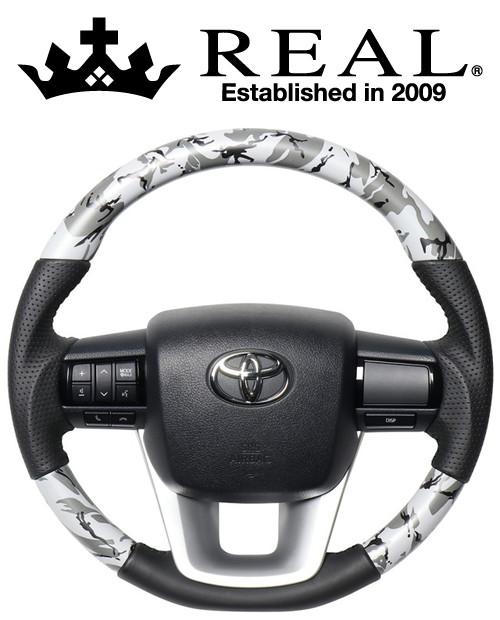 【エントリーでポイント10倍】REAL STEERING オリジナルシリーズ トヨタ ハイラックス GUN125用 カラー：グレー迷彩プリント (N125-GRT-BK)【ハンドル】【自動車パーツ】 レアル ステアリング 32,023円