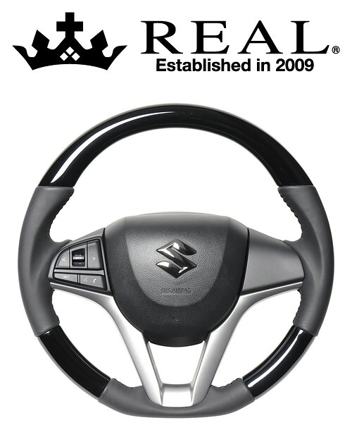 【エントリーでポイント10倍】REAL STEERING オリジナルシリーズ スズキ スペーシア カスタム MK53S用 カラー：ピアノブラック (SZC-PBW-BK)【ハンドル】【自動車パーツ】 レアル ステアリング