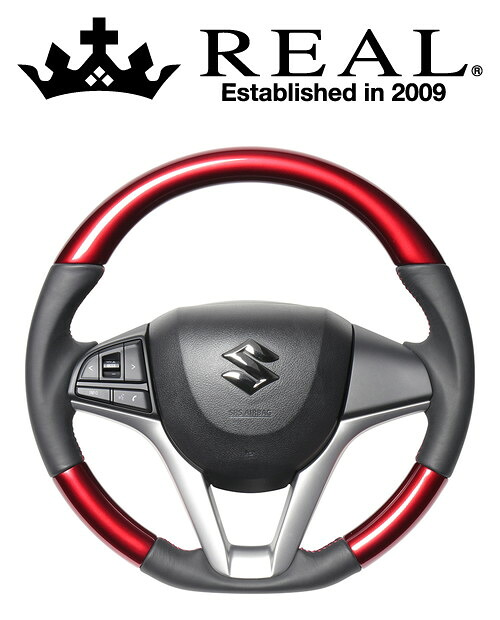 REAL STEERING オリジナルシリーズ スズキ ソリオ MA37S用 カラー:パールレッド (SZC-RDW-RD)【ハンドル】【自動車パーツ】レアル ステアリング|矢東アウトレットショップ