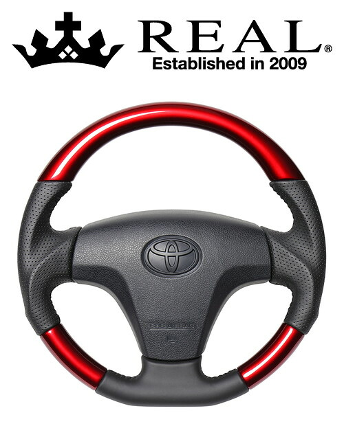 【エントリーでポイント10倍】REAL STEERING オリジナルシリーズ トヨタ ピクシス トラック 前期 S500U/S510U用 カラー:パールレッド (TYB-RDW-BK)【ハンドル】【自動車パーツ】 レアル ステアリング