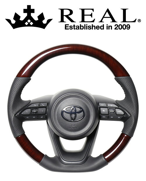REAL STEERING オリジナルシリーズ トヨタ アクア MXPK10系用 カラー：56ブラウンウッド (TYJ-56BRW)【ハンドル】【自動車パーツ】レアル ステアリング｜矢東アウトレットショップ