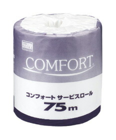 日本製紙クレシア 　11275 コンフォートサービスロール　７５ｍ シングル 1ケース　８０個 業務用トイレットペーパー/ ホテル/旅館/介護施設/オフィス/レジャー施設/