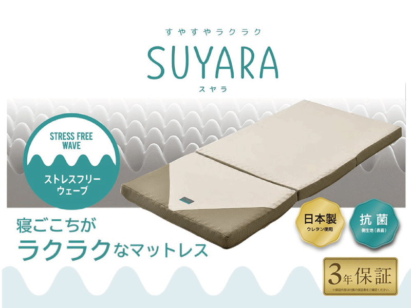 西川 SUYARA マットレス 三つ折り 高反発 体圧分散 凸凹構造 抗菌加工 シングル セミダブル ダブル 97×200×9cm 点で支える 寝具 コンパクト収納 SU-02|OUTRED店